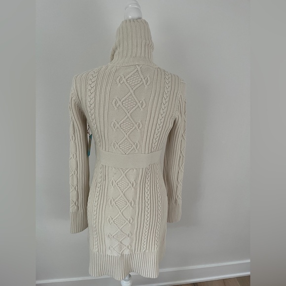 Plenty by Tracy Reese Ivory Cable Knit Sweater Button Front Belted Sz M NWT*X3 - Picture 3 of 8